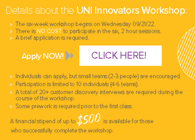 Details about the UNI Innovators Workshop:
